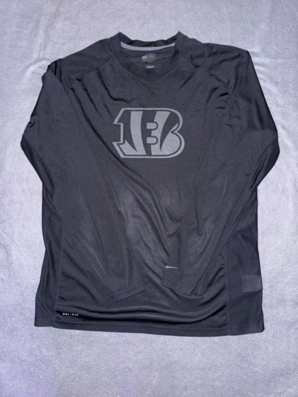 Nike Dri-FIT Mens Bengals XL Black Athletic NFL Performance Long Sleeve Shirt - Picture 1 of 3